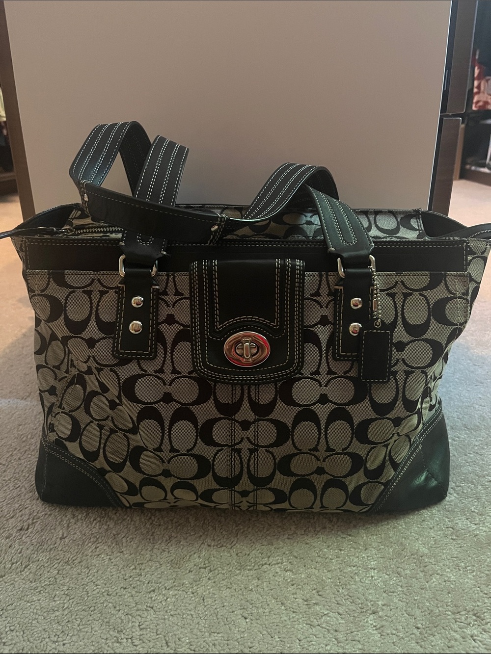 Coach Black Signature Logo Tote - Picture 6 of 12